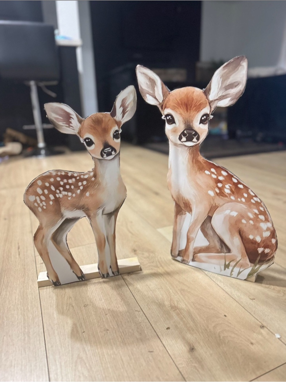 Handpainted Fawn Deer Cutouts - Set of 2, Brown & White